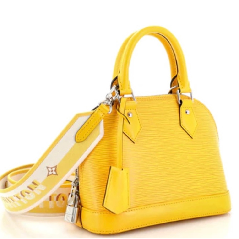 Auth LOUIS VUITTON Sunflower ALMA BB EPI Leather with Canvas Strap